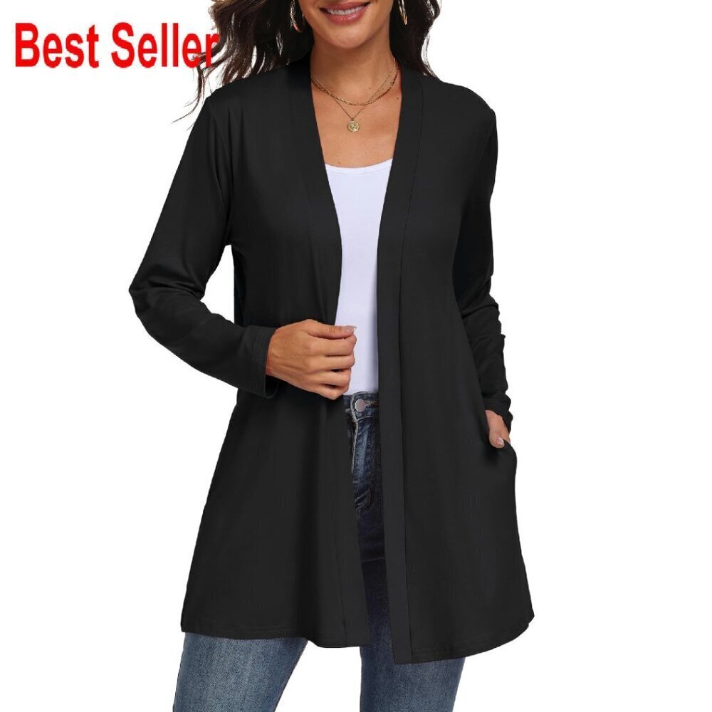 Lightweight Open Front Cardigan Long Sleeve Casual Chic Versatile Layering Piece